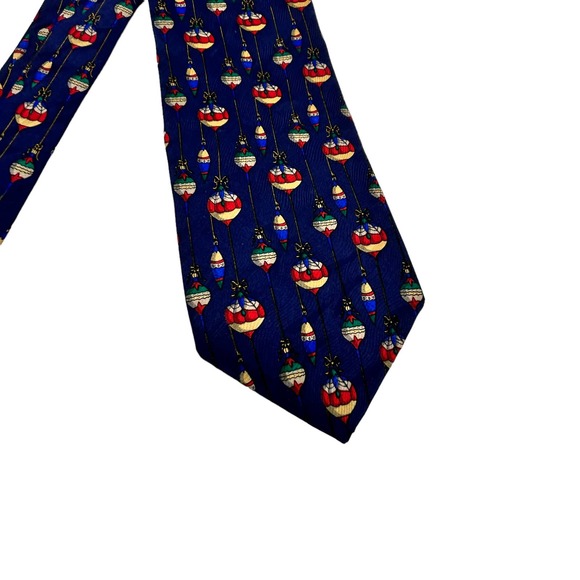 HOLIDAY CHRISTMAS ORNAMENT ALL OVER PRINT SILK MEN’S TIE - Picture 2 of 4